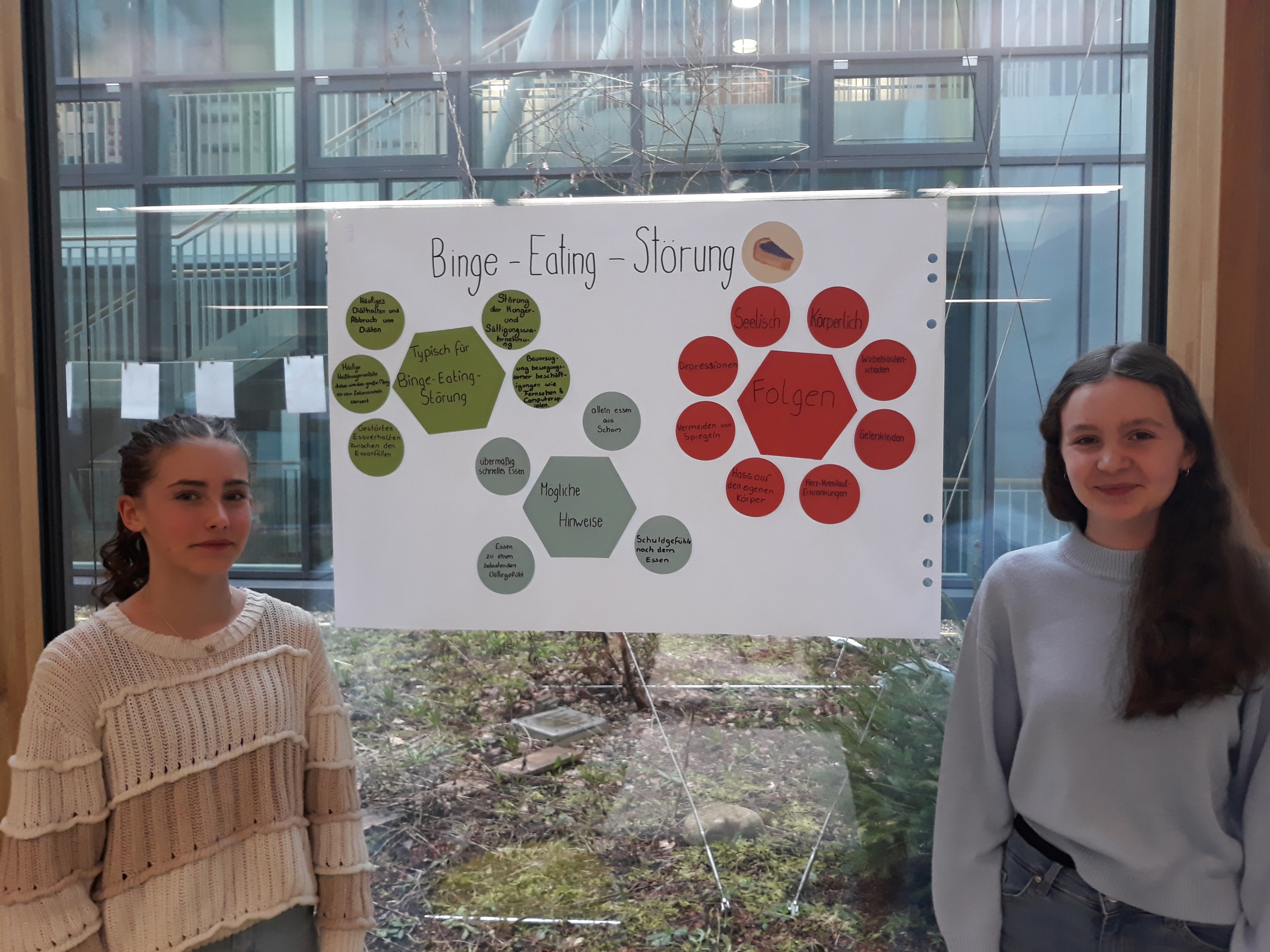 Schüler mit Binge-Eating-Plakat